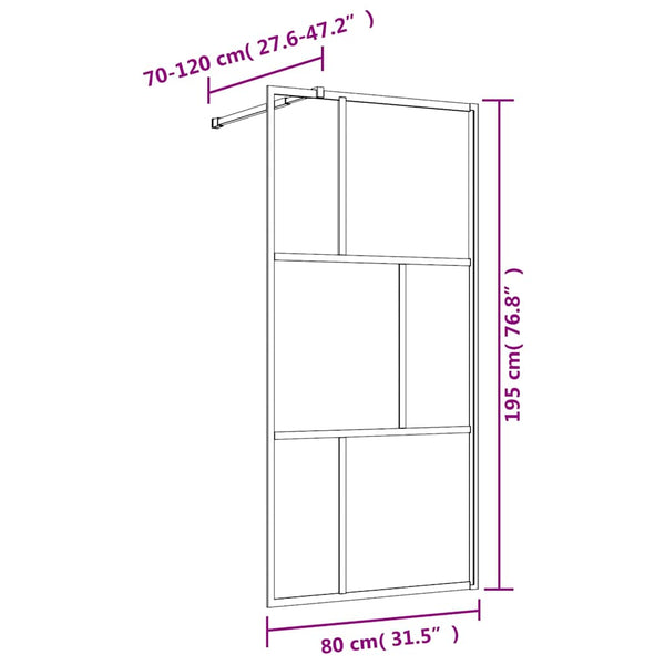 Walk-in suihkun seinäke kirkas ESG-lasi kulta 80x195 cm