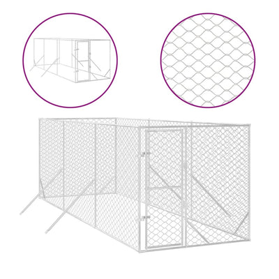 Koiran ulkohäkki hopea 2x6x2 m galvanoitu teräs