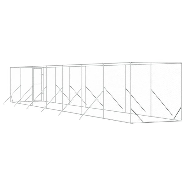 Koiran ulkohäkki hopea 2x14x2 m galvanoitu teräs