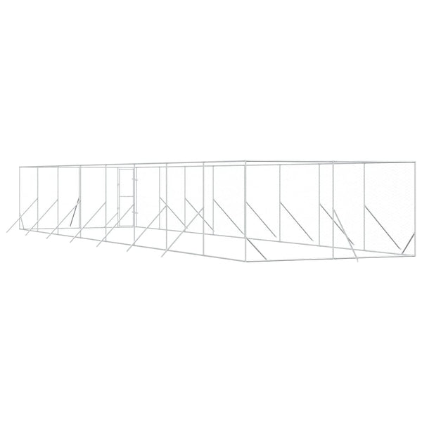 Koiran ulkohäkki hopea 4x16x2 m galvanoitu teräs