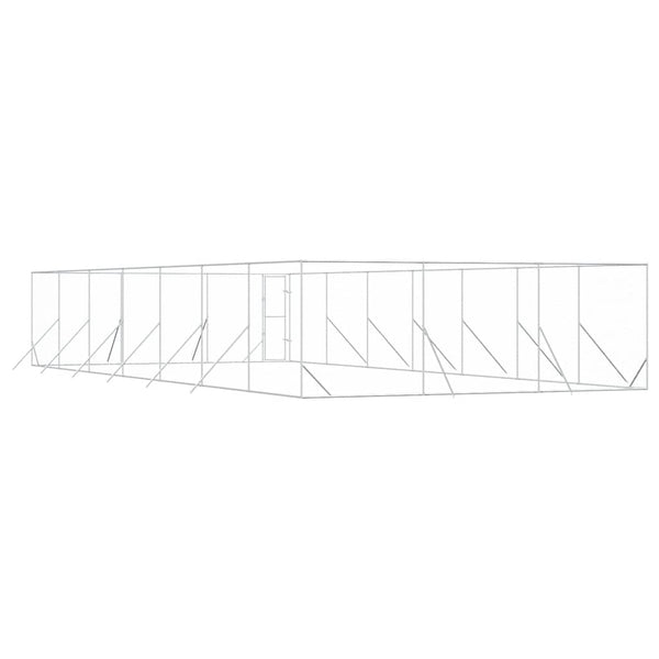 Koiran ulkohäkki hopea 6x14x2 m galvanoitu teräs