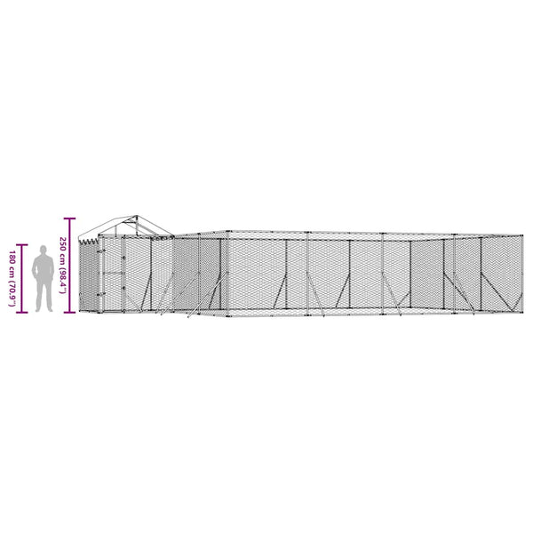 Koiran ulkohäkki katolla hopea 10x6x2,5 m galvanoitu teräs