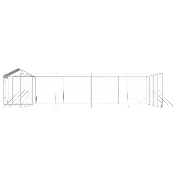 Koiran ulkohäkki katolla hopea 10x8x2,5 m galvanoitu teräs