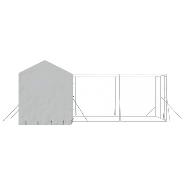 Koiran ulkohäkki katolla hopea 6x6x2,5 m galvanoitu teräs