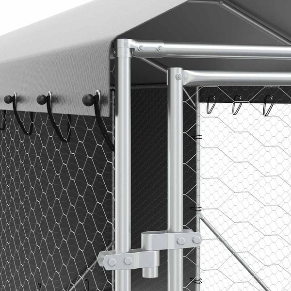 Koiran ulkohäkki katolla hopea 2x6x2,5 m galvanoitu teräs