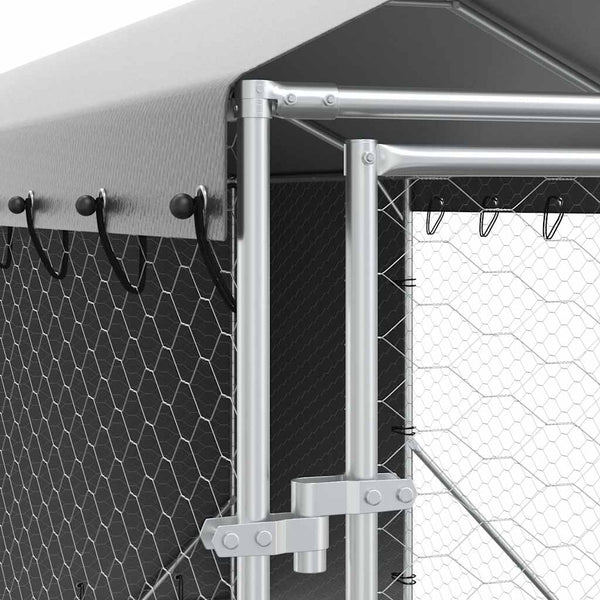 Koiran ulkohäkki katolla hopea 2x10x2,5 m galvanoitu teräs