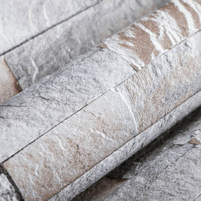 Harmaa ja ruskea tapetti 3d kivityyli Incomex