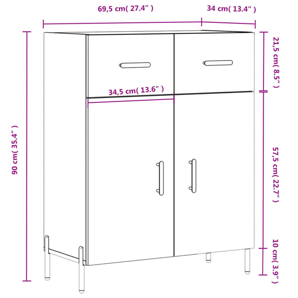 Harmaa senkki Cotofana 69,5x34x90cm (puinen)