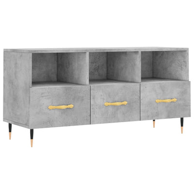 TV-taso betoninharmaa 102x36x50 cm tekninen puu