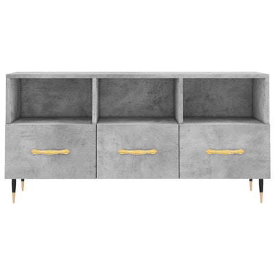 TV-taso betoninharmaa 102x36x50 cm tekninen puu