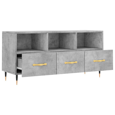 TV-taso betoninharmaa 102x36x50 cm tekninen puu