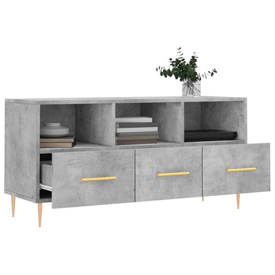 TV-taso betoninharmaa 102x36x50 cm tekninen puu