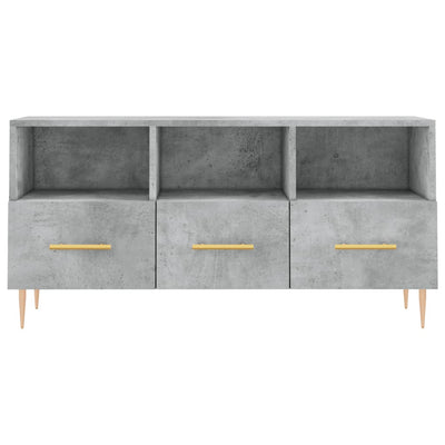 TV-taso betoninharmaa 102x36x50 cm tekninen puu