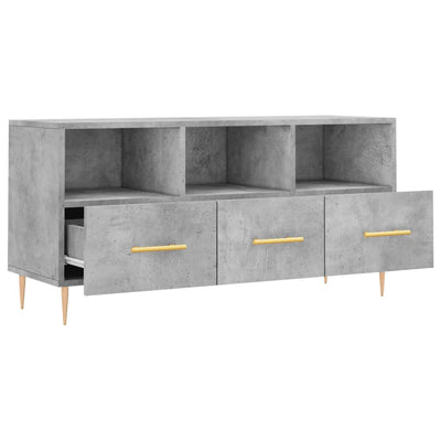 TV-taso betoninharmaa 102x36x50 cm tekninen puu