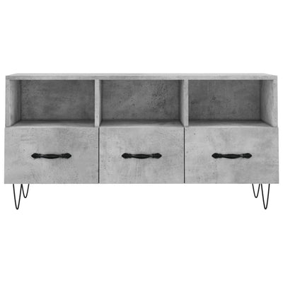 TV-taso betoninharmaa 102x36x50 cm tekninen puu