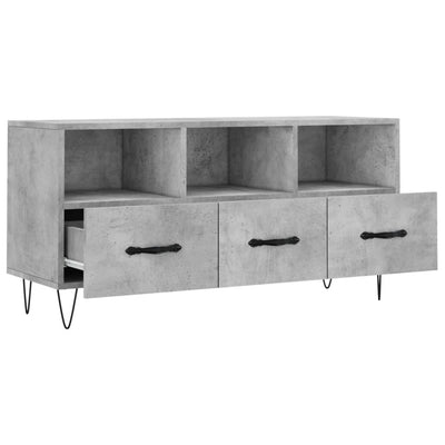 TV-taso betoninharmaa 102x36x50 cm tekninen puu