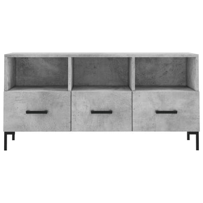 TV-taso betoninharmaa 102x36x50 cm tekninen puu