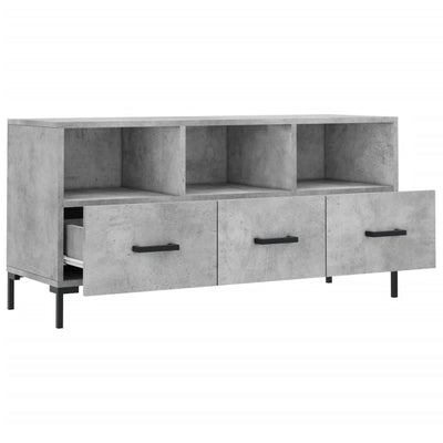 TV-taso betoninharmaa 102x36x50 cm tekninen puu