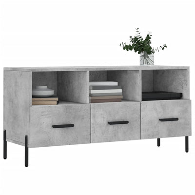 TV-taso betoninharmaa 102x36x50 cm tekninen puu