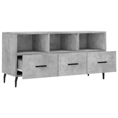 TV-taso betoninharmaa 102x36x50 cm tekninen puu