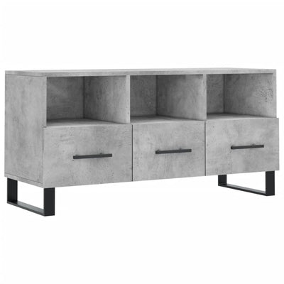 TV-taso betoninharmaa 102x36x50 cm tekninen puu