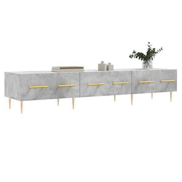 TV-taso teknisestä puusta, väri betoninharmaa, mitat 150x36x30 cm