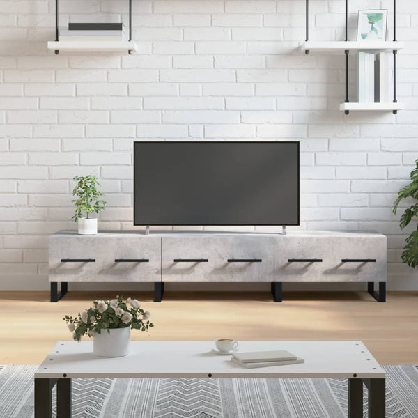 Betoninharmaa TV-taso 150x36x30 cm teknisestä puusta