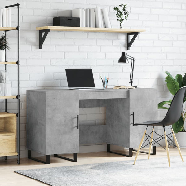 Työpöytä betoninharmaa 140x50x75 cm tekninen puu