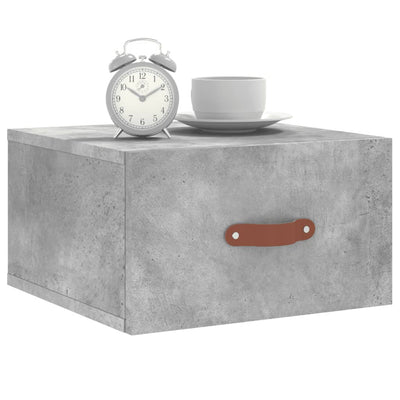 Seinäkiinnitettävät yöpöydät 2 kpl betoninharmaa 35x35x20 cm