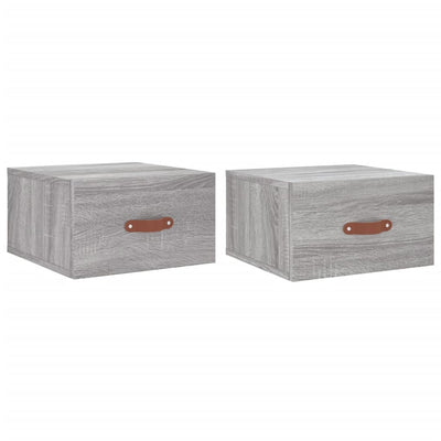 Seinäkiinnitettävät yöpöydät 2 kpl harmaa Sonoma 35x35x20 cm
