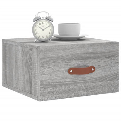 Seinäkiinnitettävät yöpöydät 2 kpl harmaa Sonoma 35x35x20 cm