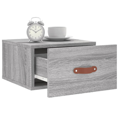 Seinäkiinnitettävät yöpöydät 2 kpl harmaa Sonoma 35x35x20 cm