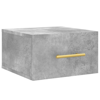 Seinäkiinnitettävät yöpöydät 2 kpl betoninharmaa 35x35x20 cm