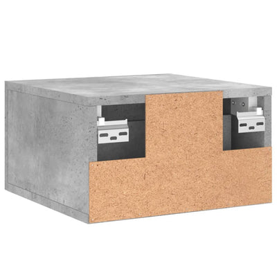 Seinäkiinnitettävät yöpöydät 2 kpl betoninharmaa 35x35x20 cm