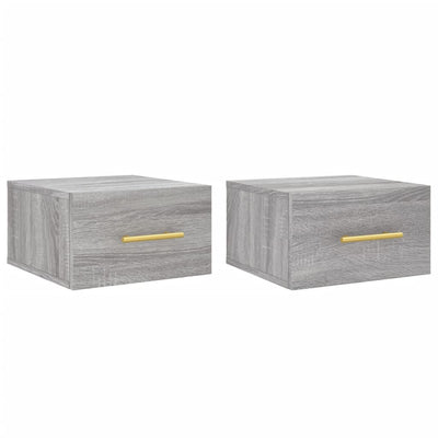 Seinäkiinnitettävät yöpöydät 2 kpl harmaa Sonoma 35x35x20 cm