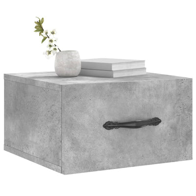 Seinäkiinnitettävät yöpöydät 2 kpl betoninharmaa 35x35x20 cm
