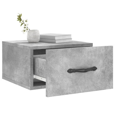 Seinäkiinnitettävät yöpöydät 2 kpl betoninharmaa 35x35x20 cm