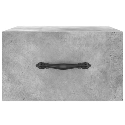 Seinäkiinnitettävät yöpöydät 2 kpl betoninharmaa 35x35x20 cm