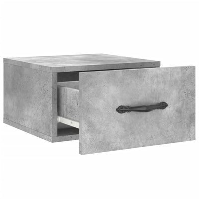 Seinäkiinnitettävät yöpöydät 2 kpl betoninharmaa 35x35x20 cm