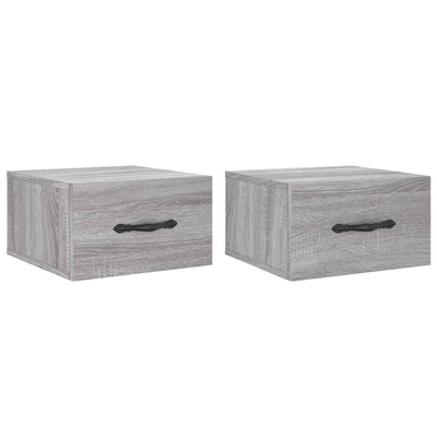 Seinäkiinnitettävät yöpöydät 2 kpl harmaa Sonoma 35x35x20 cm