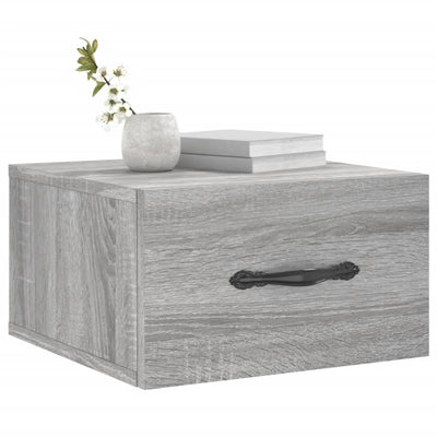 Seinäkiinnitettävät yöpöydät 2 kpl harmaa Sonoma 35x35x20 cm