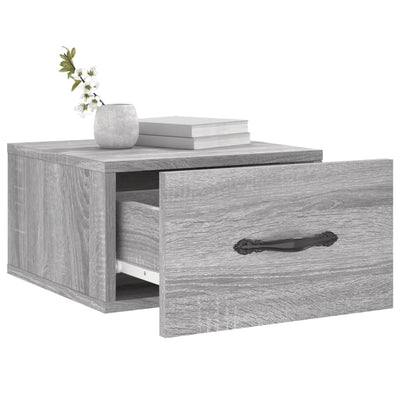 Seinäkiinnitettävät yöpöydät 2 kpl harmaa Sonoma 35x35x20 cm