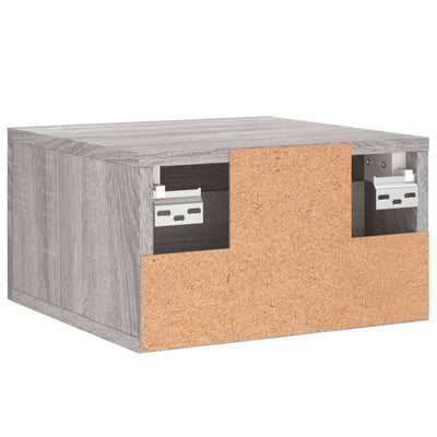 Seinäkiinnitettävät yöpöydät 2 kpl harmaa Sonoma 35x35x20 cm