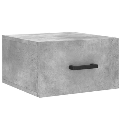 Seinäkiinnitettävät yöpöydät 2 kpl betoninharmaa 35x35x20 cm