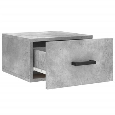 Seinäkiinnitettävät yöpöydät 2 kpl betoninharmaa 35x35x20 cm