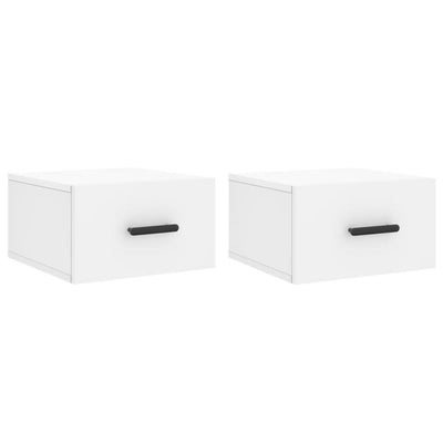 Valkoinen seinäkiinnitettävät yöpöydät Crinarela 35x35x20cm (2 kpl)