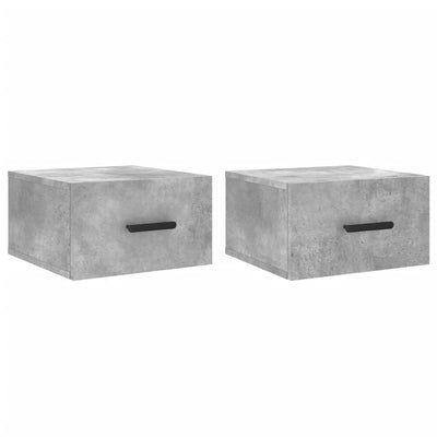 Seinäkiinnitettävät yöpöydät 2 kpl betoninharmaa 35x35x20 cm