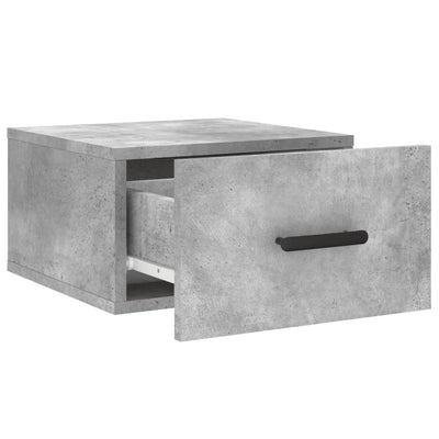 Seinäkiinnitettävät yöpöydät 2 kpl betoninharmaa 35x35x20 cm