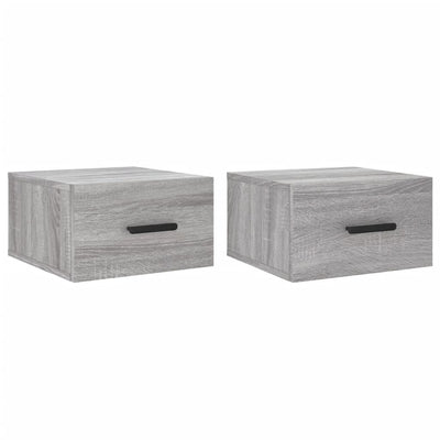 Seinäkiinnitettävät yöpöydät 2 kpl harmaa Sonoma 35x35x20 cm