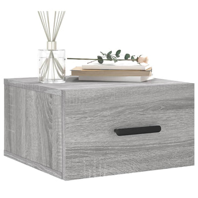 Seinäkiinnitettävät yöpöydät 2 kpl harmaa Sonoma 35x35x20 cm